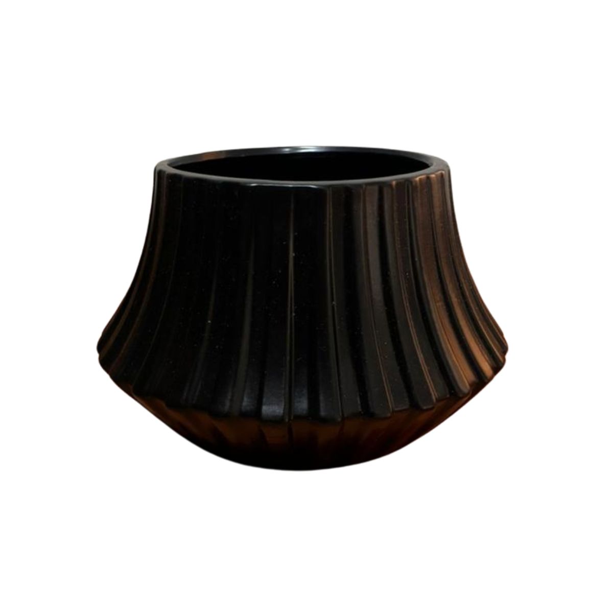 Macetero Cerámico Negro con Relieve M15