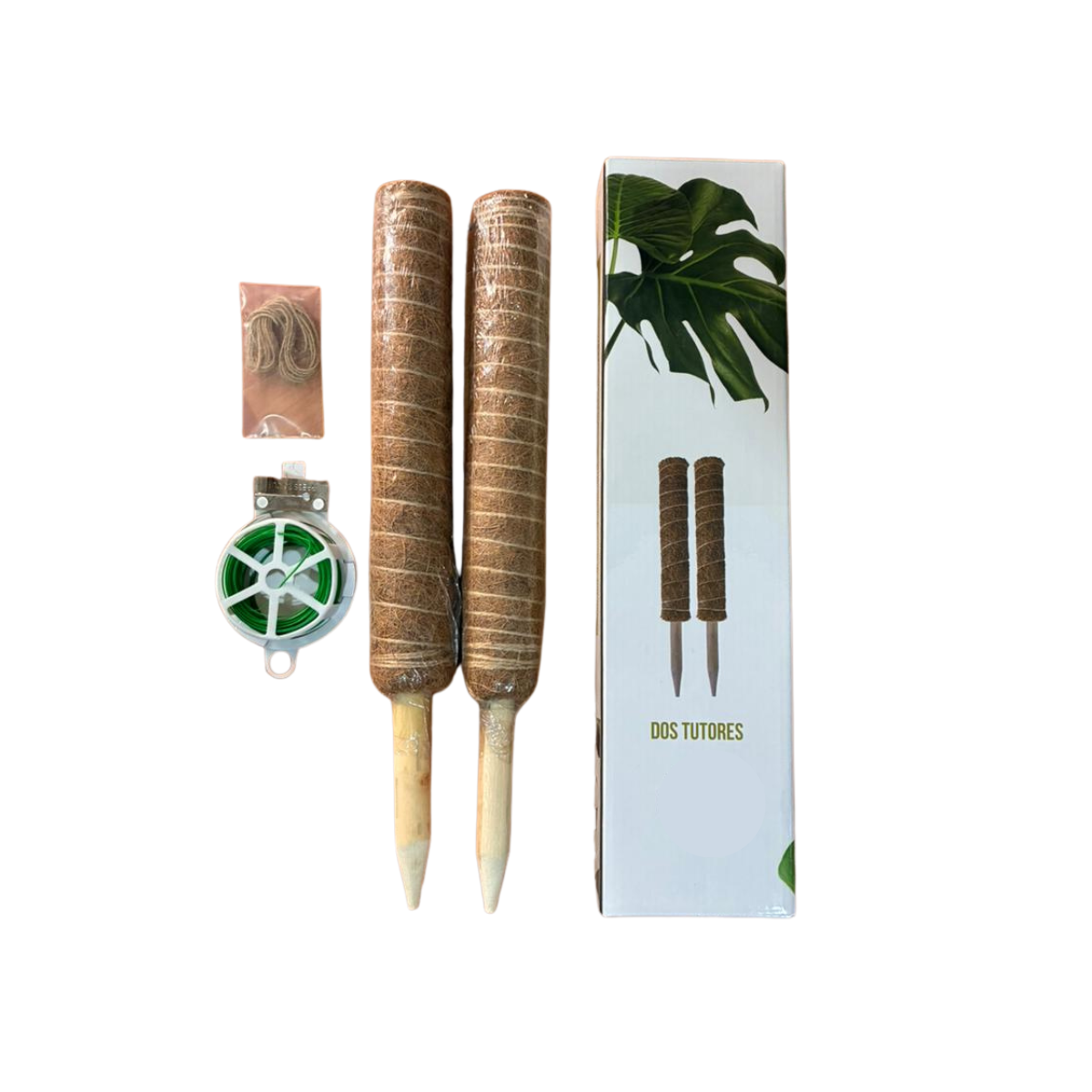 Pack de 2 tutores con amarras de yute y alambre